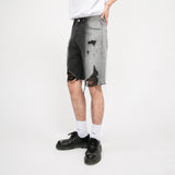 Gradient Ripped Washed Denim Shorts