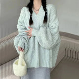Vintage Oversized V-neck Knitted Sweater