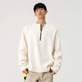 Half Zipper O-neck Long Sleeve Sweater