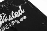 Letter Embroidery Friend Retro Pants