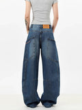 Straight & Sleek Deep Blue Curved Knife Cargo Jeans