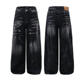 Trendy Oversized Denim Wide Leg Pants