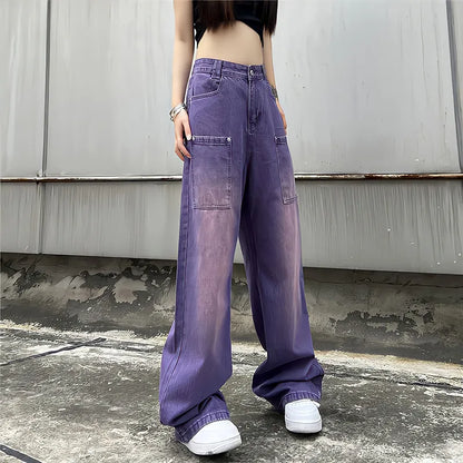 Women's Purple Loose Cargo Pants
