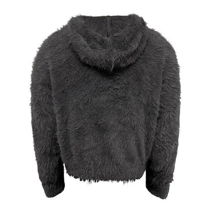 Retro Cozy Knitted Half Zipper Hoodie