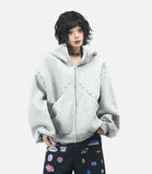 Rivet Patchwork Loose Ears Hooded Gothic Sweatshirt