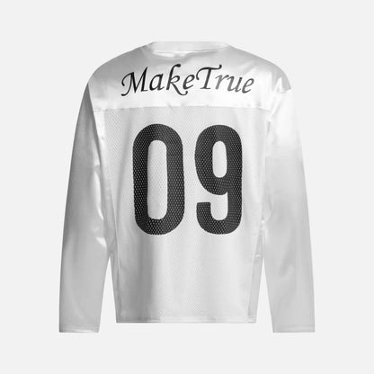 Bold Printed Mesh V-Neck Long Sleeve T-Shirt