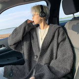 Men's Comfort Cozy Gray Knitted Hooded Cardigan