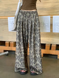 Chic Leopard Print Retro Wide Leg Pants