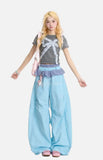 Trendy Embroidered Scimitar Wide Leg Jogger