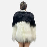 Luxury Mixed Color Goat Faux Fur Wool Jacket