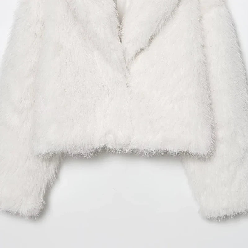 Comfortable Elegant White Faux Fur Casual Jacket
