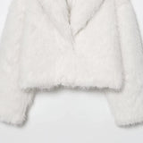 Comfortable Elegant White Faux Fur Casual Jacket