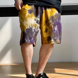 Purple Gold Tie Dye Hip Hop Loose Short