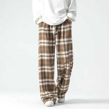 Autumn Fashionable Plaid Wide Leg Sweatpants