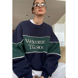 Vintage Letter Print Oversized Sweatshirt