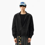 Elevated Lapel Fake Two Piece Long Sleeve Shirt