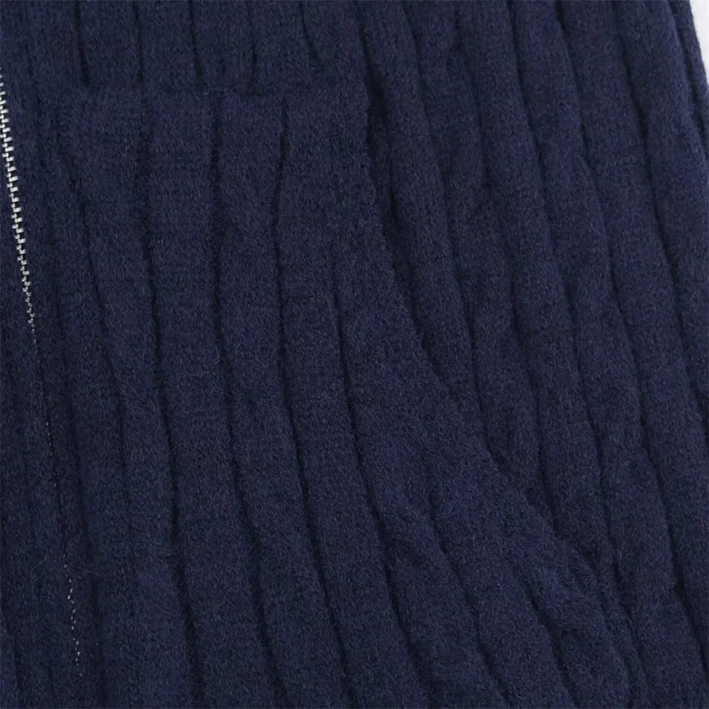 Effortless Slim Fit Zipper Hooded Cardigan