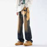 Vintage Streetwear Gradient Tie Dye Distressed Jeans