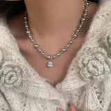 Elegant Glass Pearl Choker Necklace
