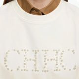 Winter Chic Beaded O-Neck Sweatshirt
