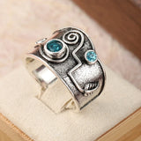 Stylish Silver Blue Stone Inlaid Ring