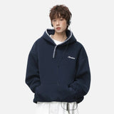 Streetwear Hip Hop Heavyweight Half Breasted Hoodie