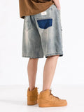 Streetwear Vintage Patchwork Distressed Denim Short