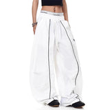 Y2K Oversize Patchwork White Goth Parachute Jogger