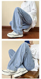 Ankle-length Baggy Washed Denim Pants