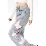 Women Butterfly Pattern 3D Jeans