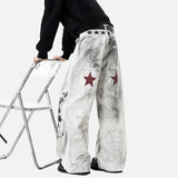 American Style Distressed Music Printting Jeans