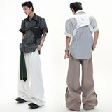 Men Clean Aesthetic Patchwork Short Sleeve Shirt