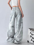 High Waist Spliced Hollow Out Jeans
