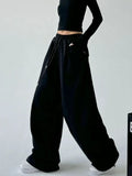 Women Retro Vintage High Waist Wide Leg Sweatpants