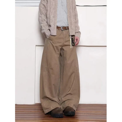 Spliced Scimitar Cotton Casual Wide Leg Pants