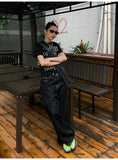 Retro Black Vintage Embroidery Oversized Baggy Jeans