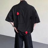 Elegant Three-Dimensional Patchwork Short-Sleeve Shirt