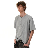 Stylish Solid Color Short Sleeve Button T-Shirt