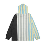 Y2K Insulated Retro Striped Patchwork Zipper Hoodie