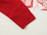 Retro Puppy O-Neck Collar Print Knitted Sweater