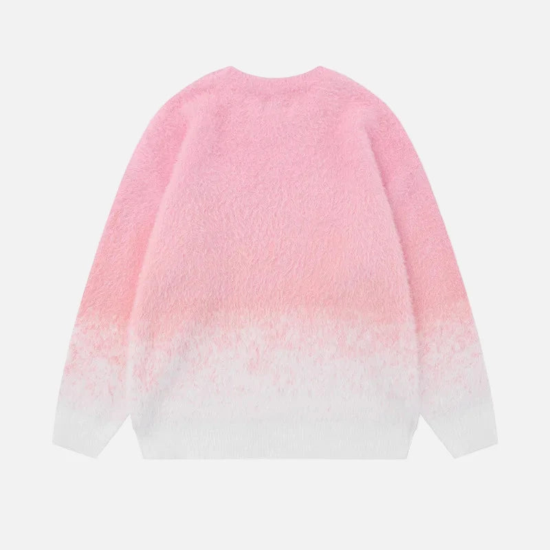 Fashionable Sky Ombre Gradient Fuzzy Sweater