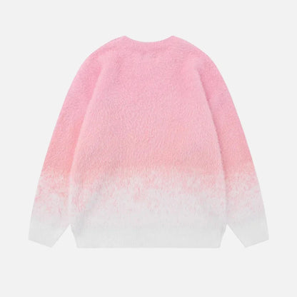 Fashionable Sky Ombre Gradient Fuzzy Sweater