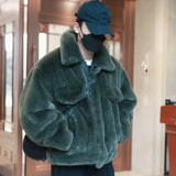 Elegant Plush Lapel Button Faux Faur Jacket