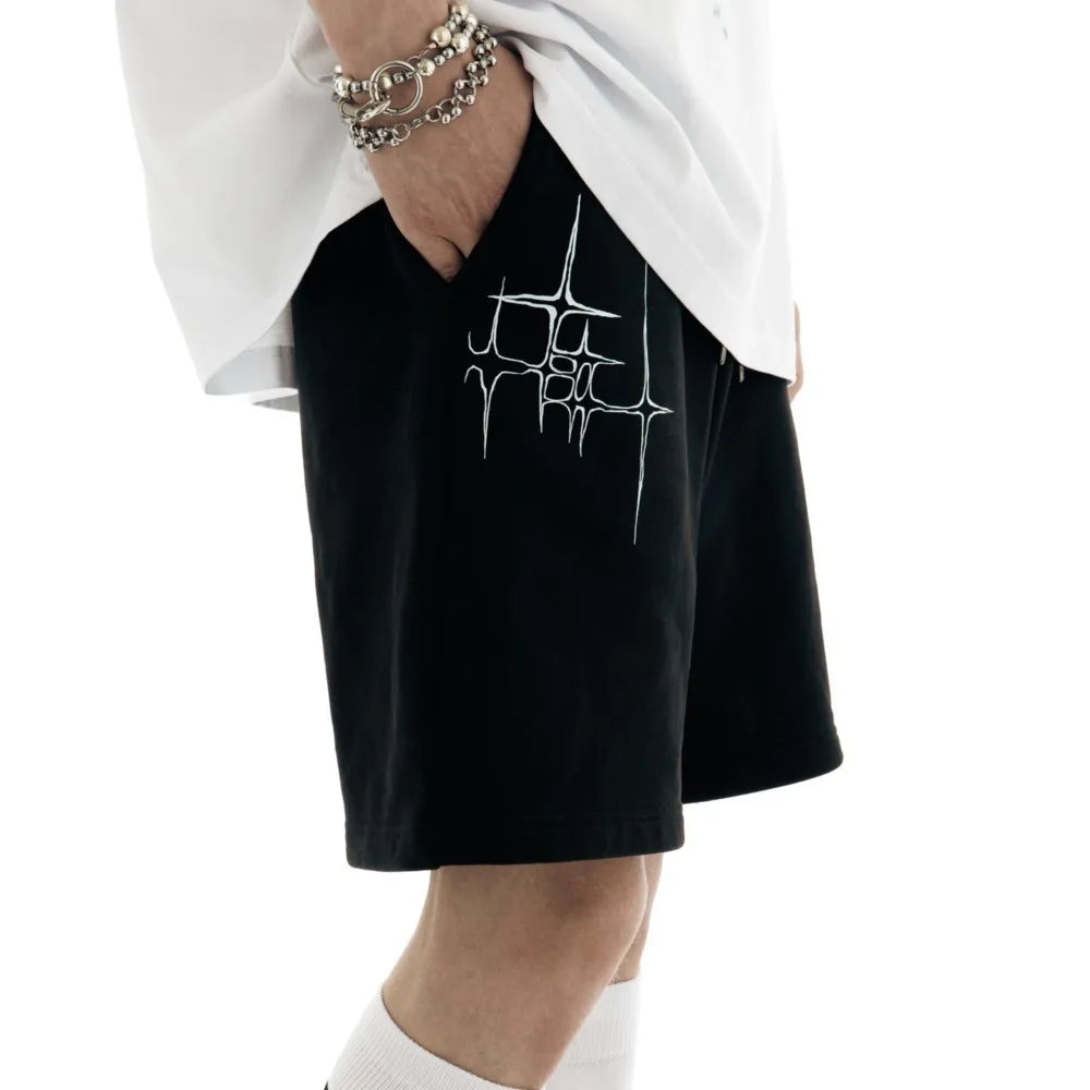 Lyrical Graphic Print Oversized Jorts