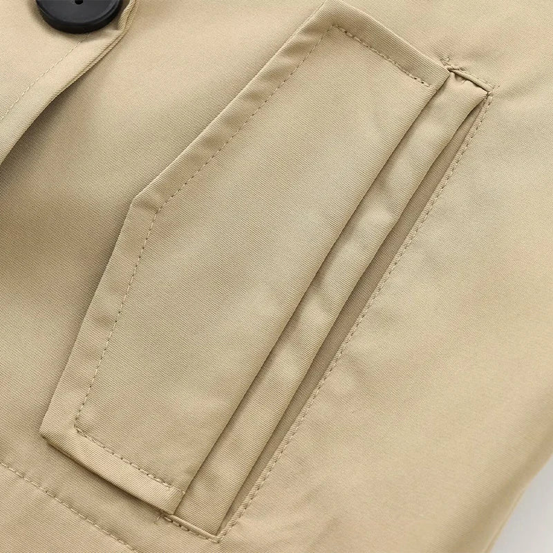 Vintage Double Breasted Lapel Neck Trench Jacket