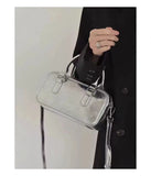 Purse Silver Square Leather Messenger Bag