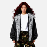 Warm Striped Fleece Lined Fur Jacket