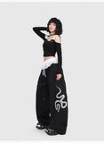 Snake Patch Embroidery Lace Hip Pants