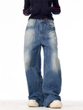 Wardrobe Staple Lightning Pattern Wide Leg Jeans