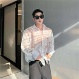 Men Translucent Printed Long Sleeve Shirt